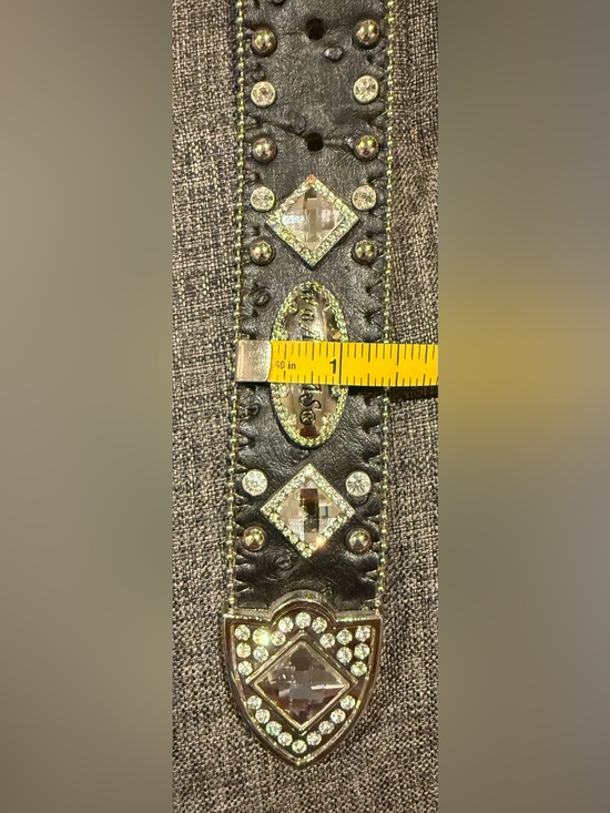 Studded Black Leather Women\'s Belt with Silver Accents main image 6